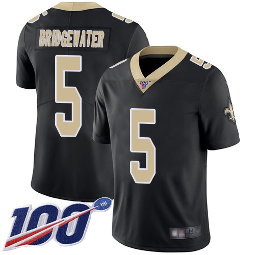 Men New Orleans Saints Limited Black Teddy Bridgewater Home Jersey NFL Football #5 100th Season Vapor Untouchable Jersey